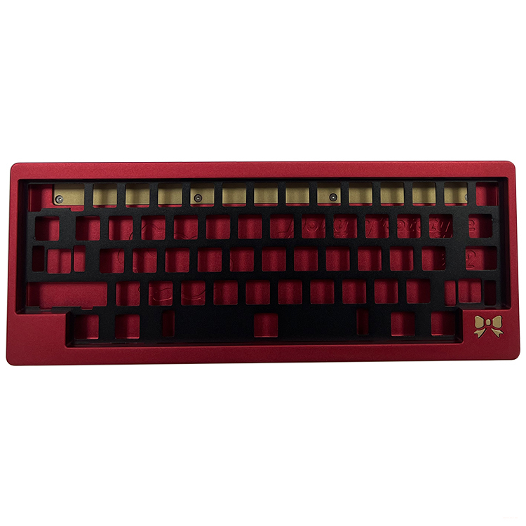 factory custom cnc mechanical keyboard frosted polycarbonate keyboard red anodized aluminium case aluminum keycaps tray machining